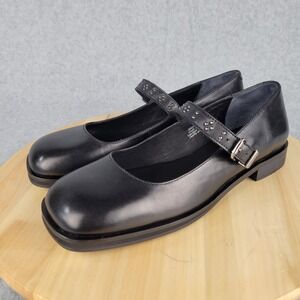 Free People Black Studded Strap Loafers